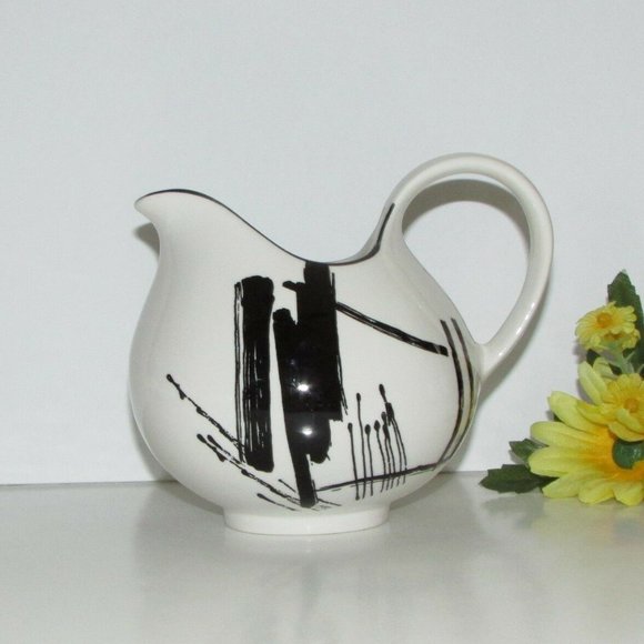 Vintage Sango CALLIGRAPHY Creamer LARRY LAZLO Collection Black Brush Strokes - Picture 3 of 9